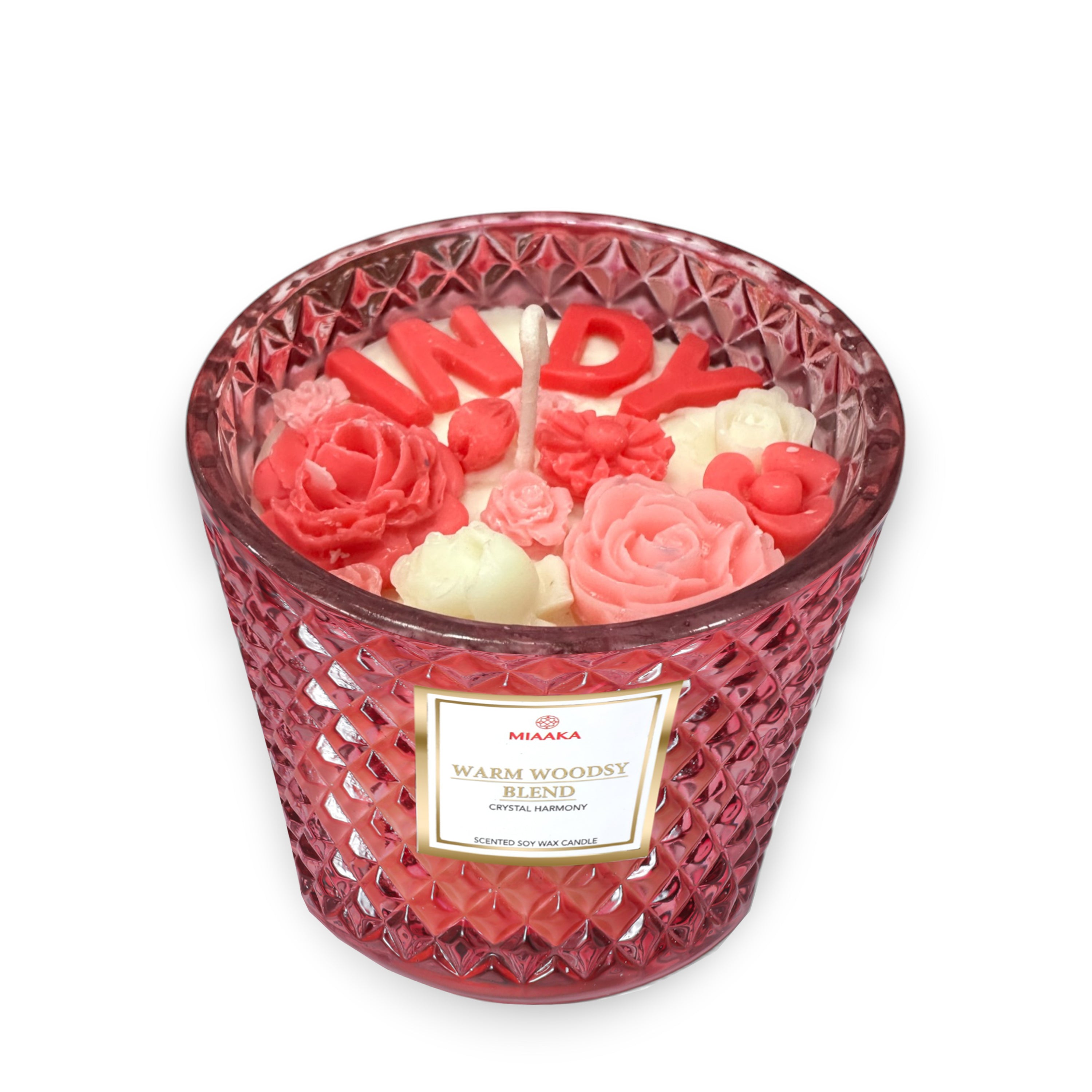 CUSTOMISED CRYSTAL HARMONY CANDLE - WARM WOODSY BLEND