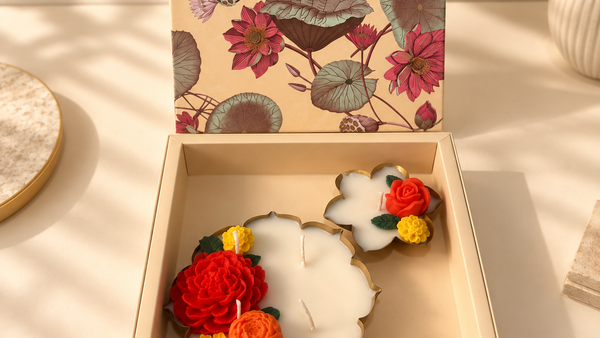 GULBAHAR – FLORAL URLI CANDLE SET