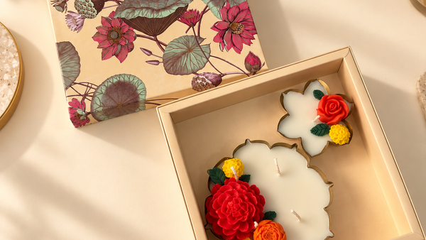 GULBAHAR – FLORAL URLI CANDLE SET
