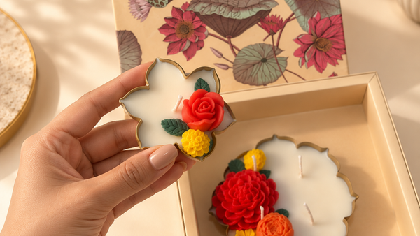 GULBAHAR – FLORAL URLI CANDLE SET