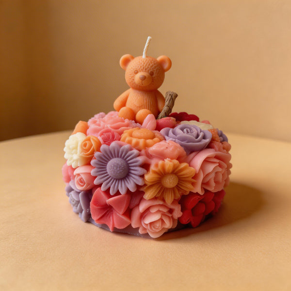 Floral Teddy Bear Candle