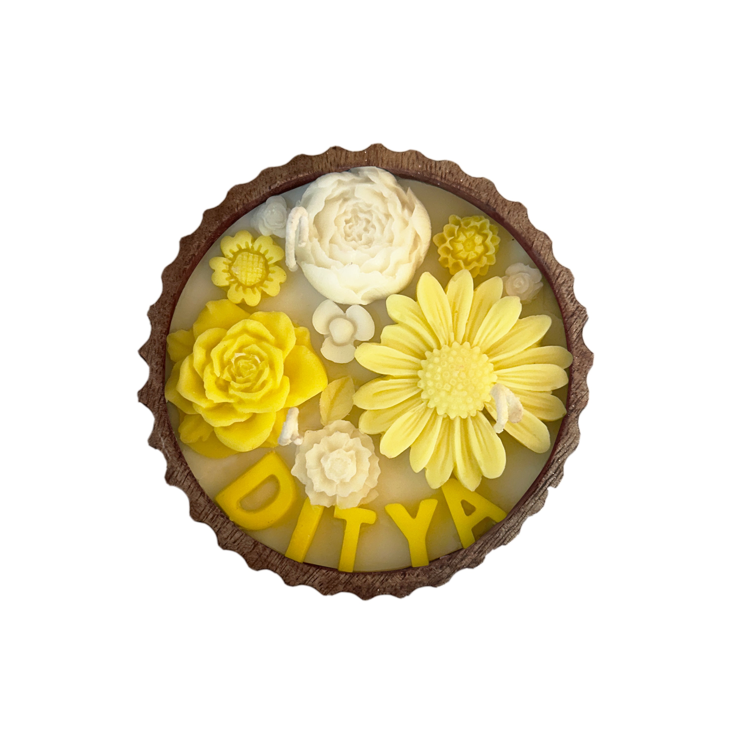 CUSTOMISED NAME VINTAGE ROOTS CANDLE - YELLOW COLOUR