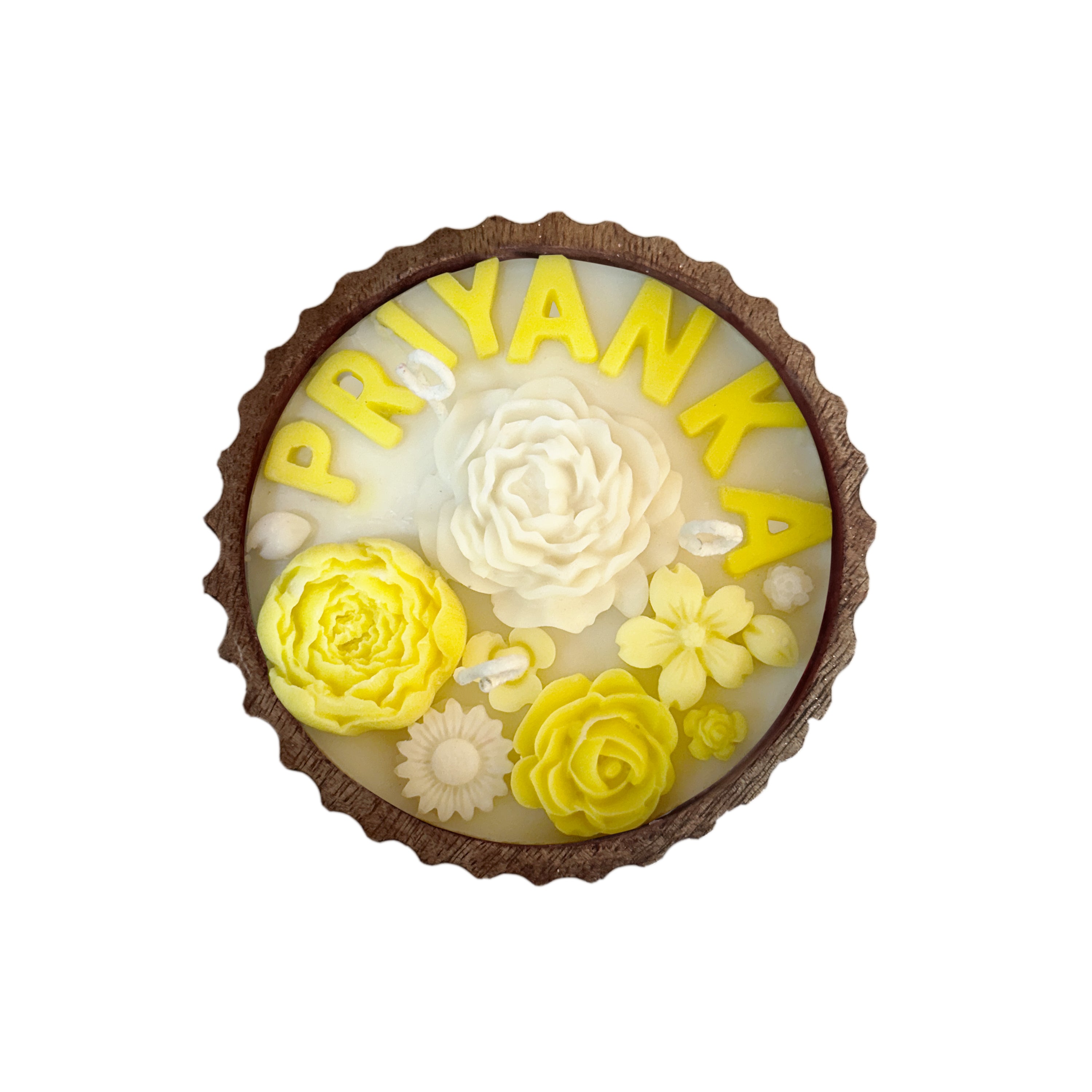 CUSTOMISED NAME VINTAGE ROOTS CANDLE - YELLOW COLOUR