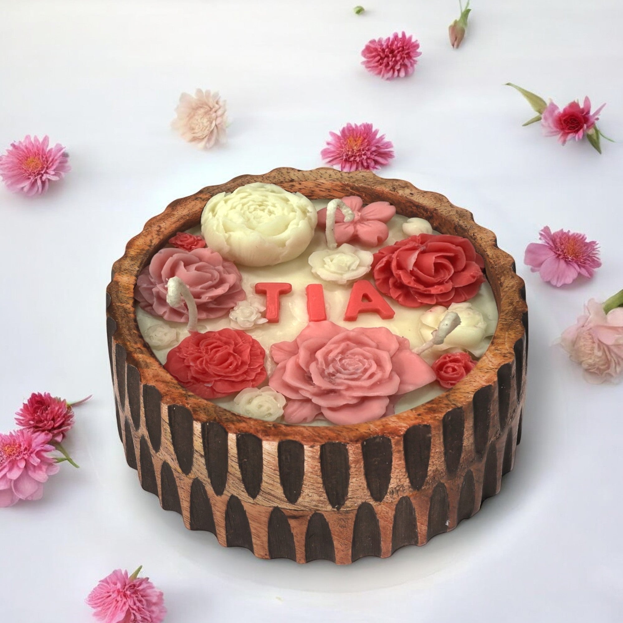 CUSTOMISED NAME VINTAGE ROOTS CANDLE - PINK COLOUR