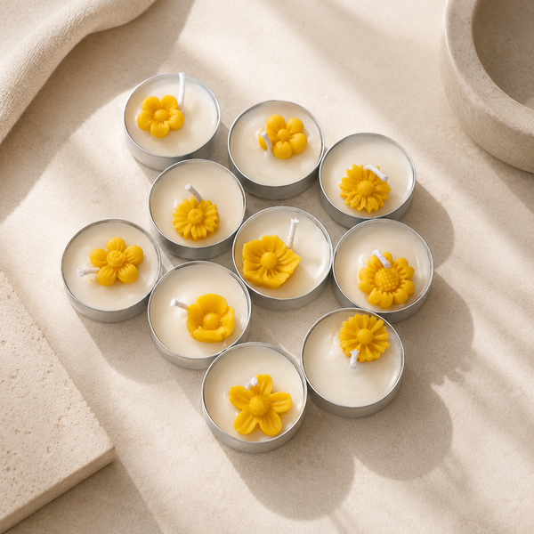 Yellow Flower Tealight Candle Set