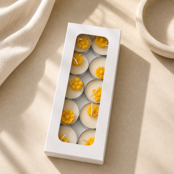 Yellow Flower Tealight Candle Set
