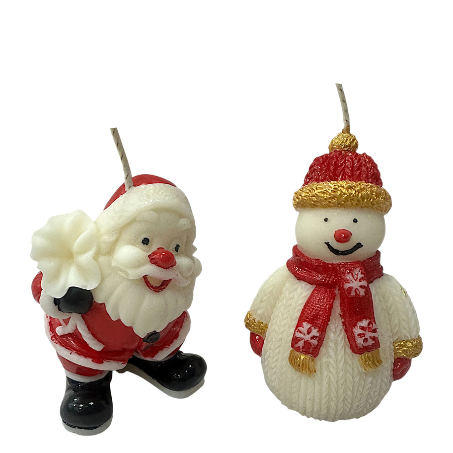 SANTA CLAUS AND SNOWMAN CANDLE - FESTIVE FRIENDS SET