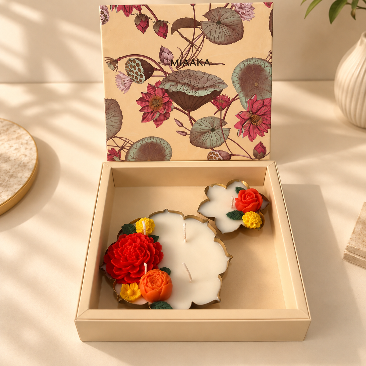 GULBAHAR – FLORAL URLI CANDLE SET