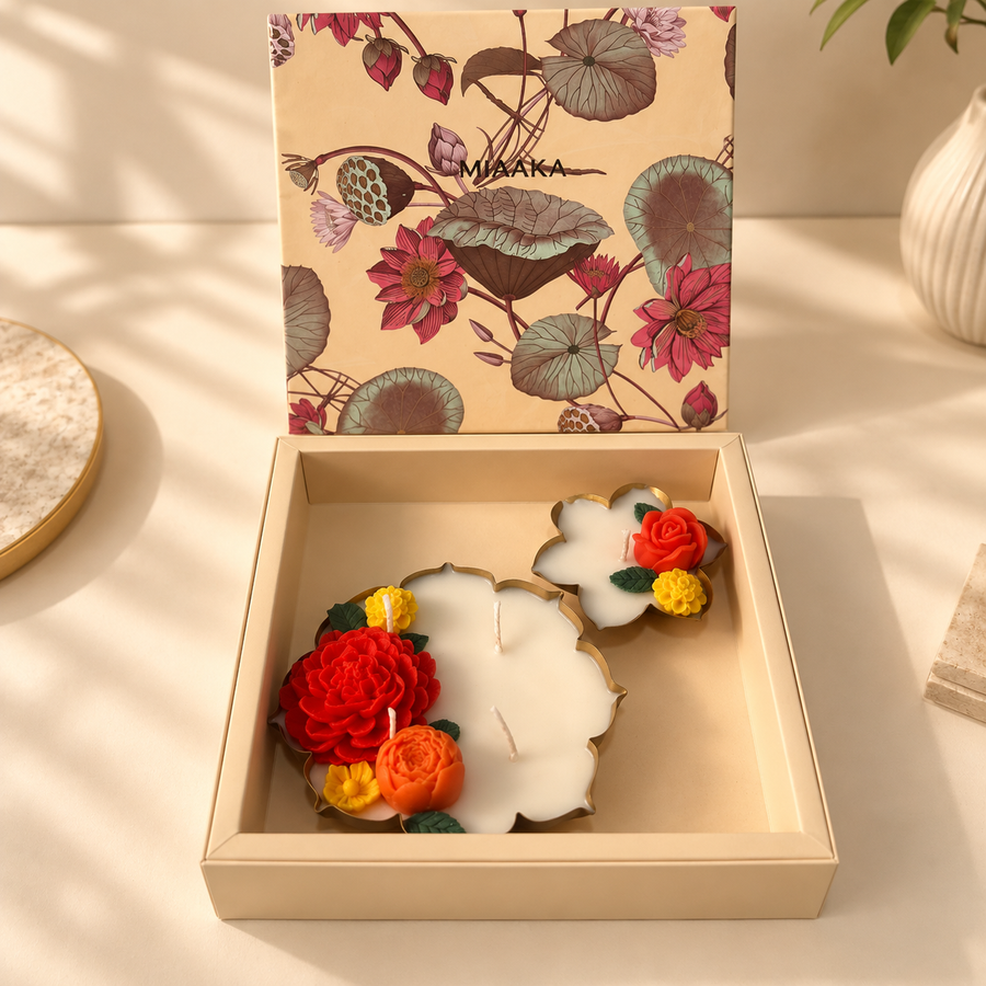 GULBAHAR – FLORAL URLI CANDLE SET