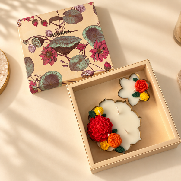 GULBAHAR – FLORAL URLI CANDLE SET