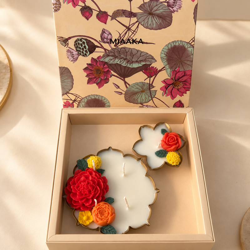 GULBAHAR – FLORAL URLI CANDLE SET