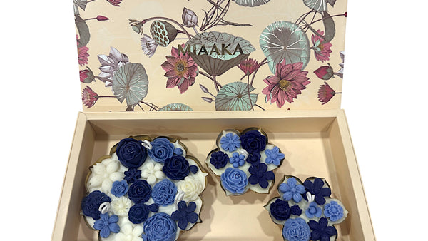 URLI GIFT BOX - SET OF 3 BLUE CANDLE
