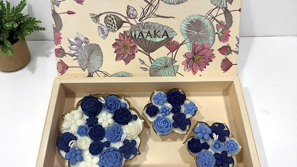 URLI GIFT BOX - SET OF 3 BLUE CANDLE
