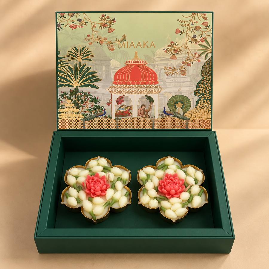LOTUS & MOGRA GLOW CANDLE SET OF 2
