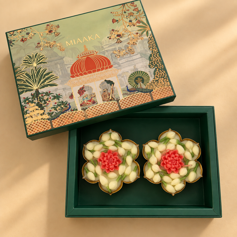 LOTUS & MOGRA GLOW CANDLE SET OF 2