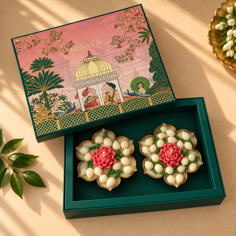 LOTUS & MOGRA GLOW CANDLE SET OF 2