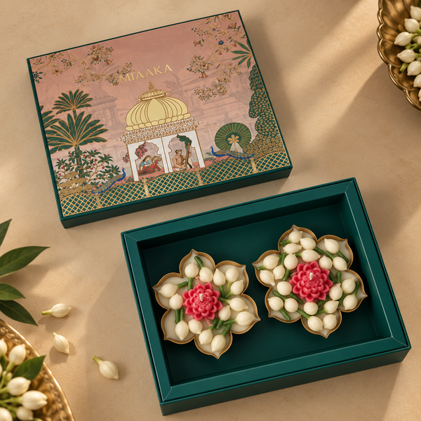 LOTUS & MOGRA GLOW CANDLE SET OF 2