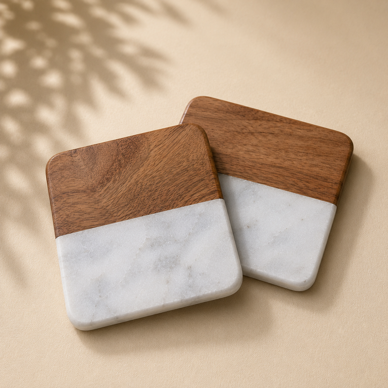 Marble & Walnut Coasters