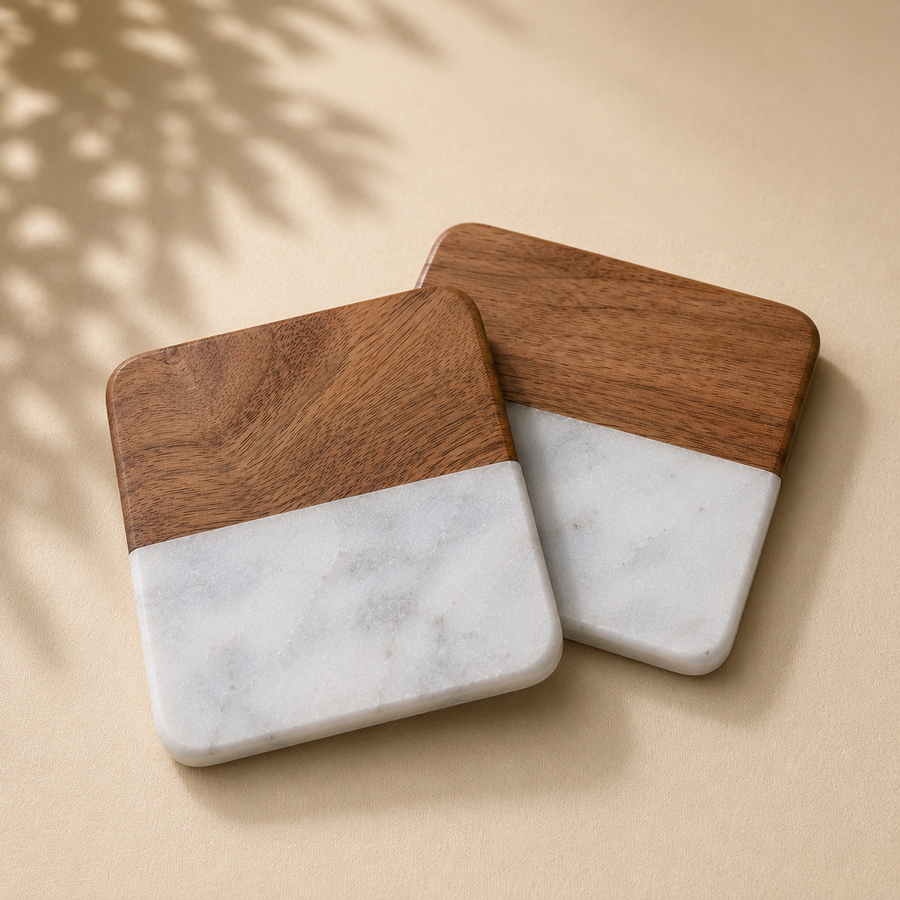 Marble & Walnut Coasters