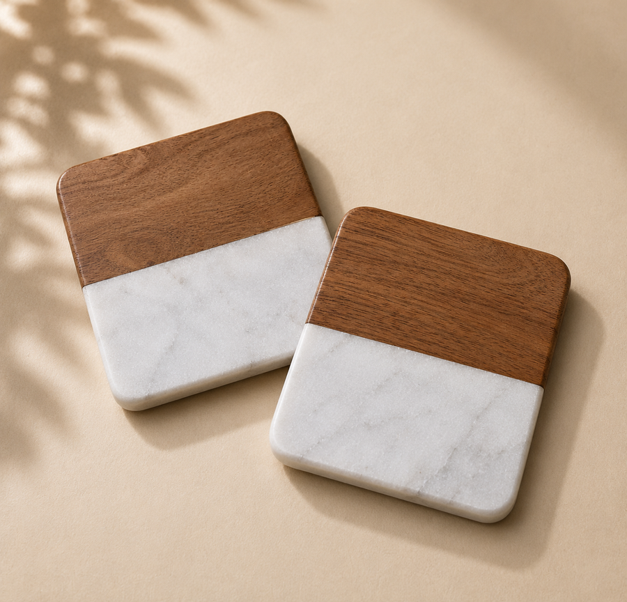 Marble & Walnut Coasters