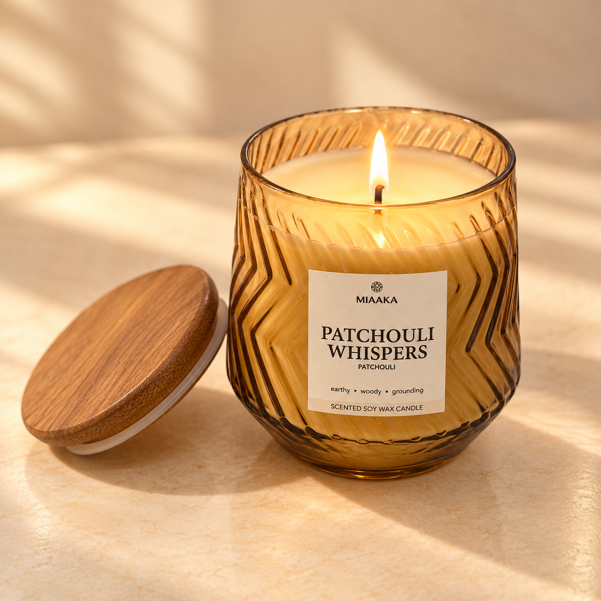 PATCHOULI WHISPERS – AMBER GLOW CANDLE