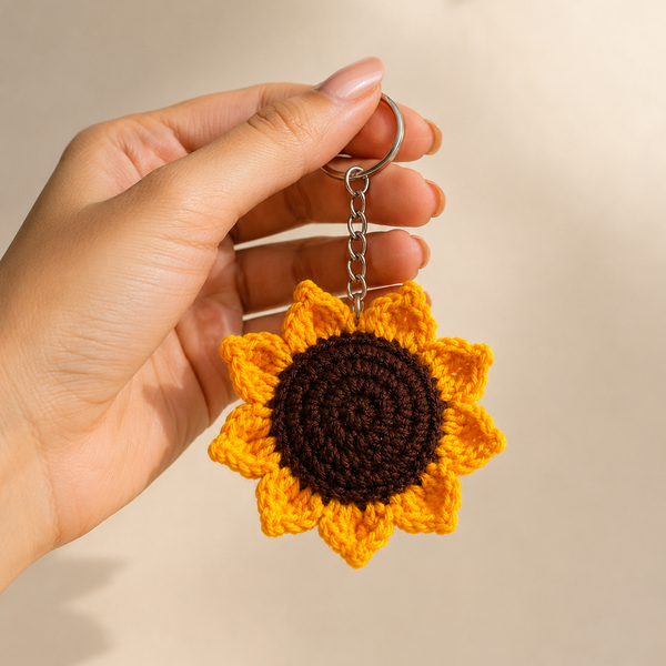 Sunflower Crochet Keychain