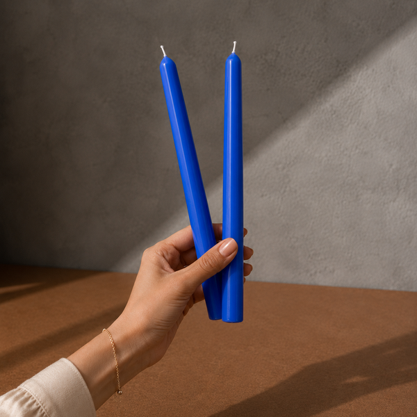 CLASSIC TAPER SOY WAX CANDLE - BLUE - SET OF 2