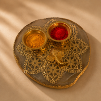 Shubh Ganesh Agate Haldi Kumkum Plate