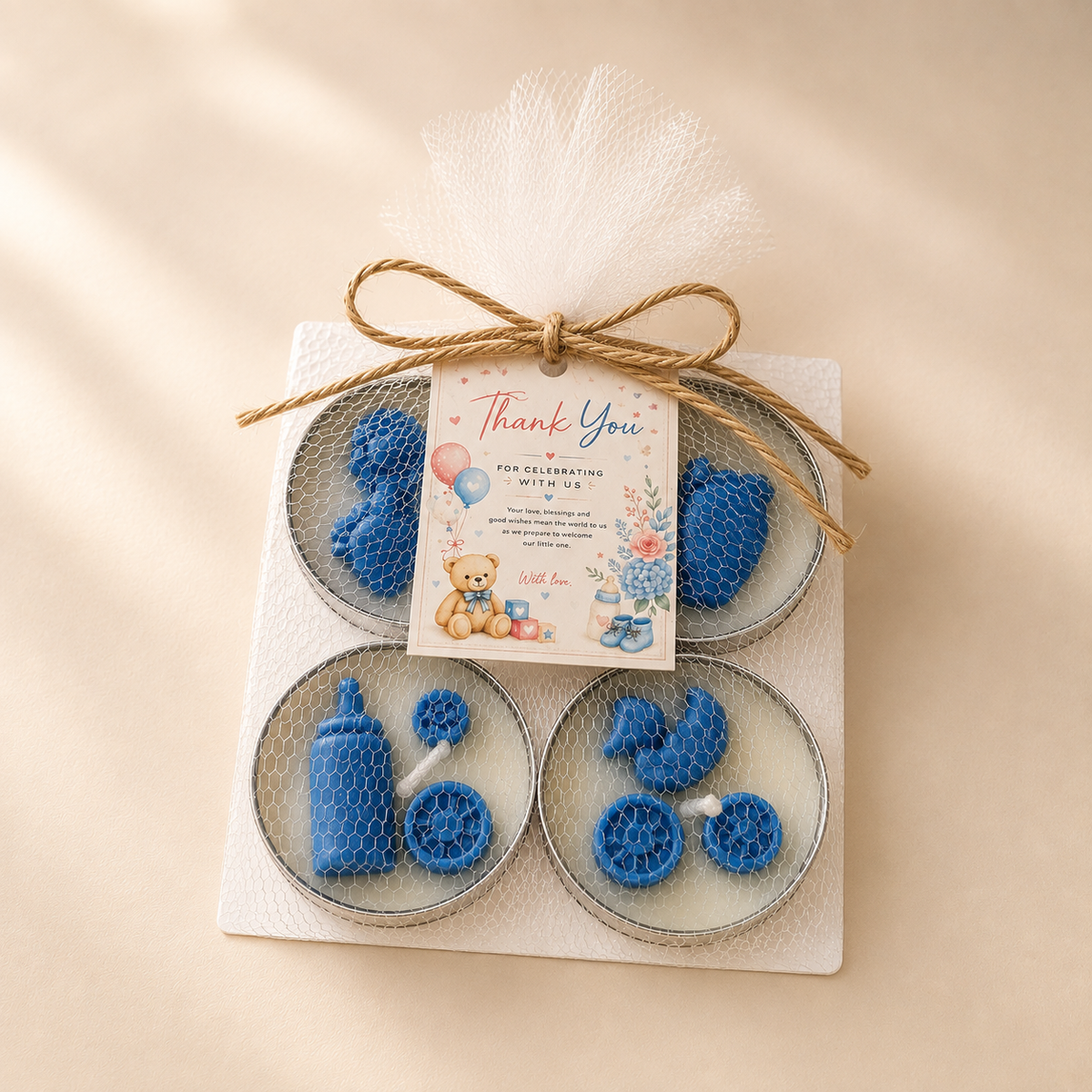 Welcome Baby Boy - Pack of 4 Tealight Candles