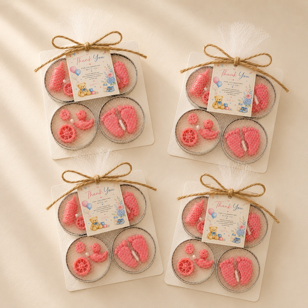 Welcome Baby Girl - Pack of 4 Tealight Candles