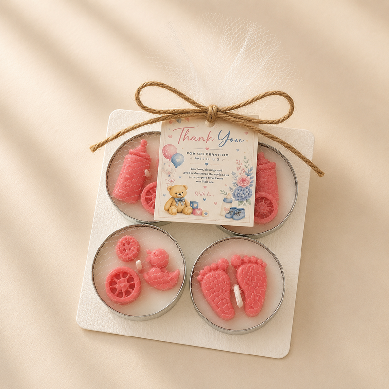 Welcome Baby Girl - Pack of 4 Tealight Candles