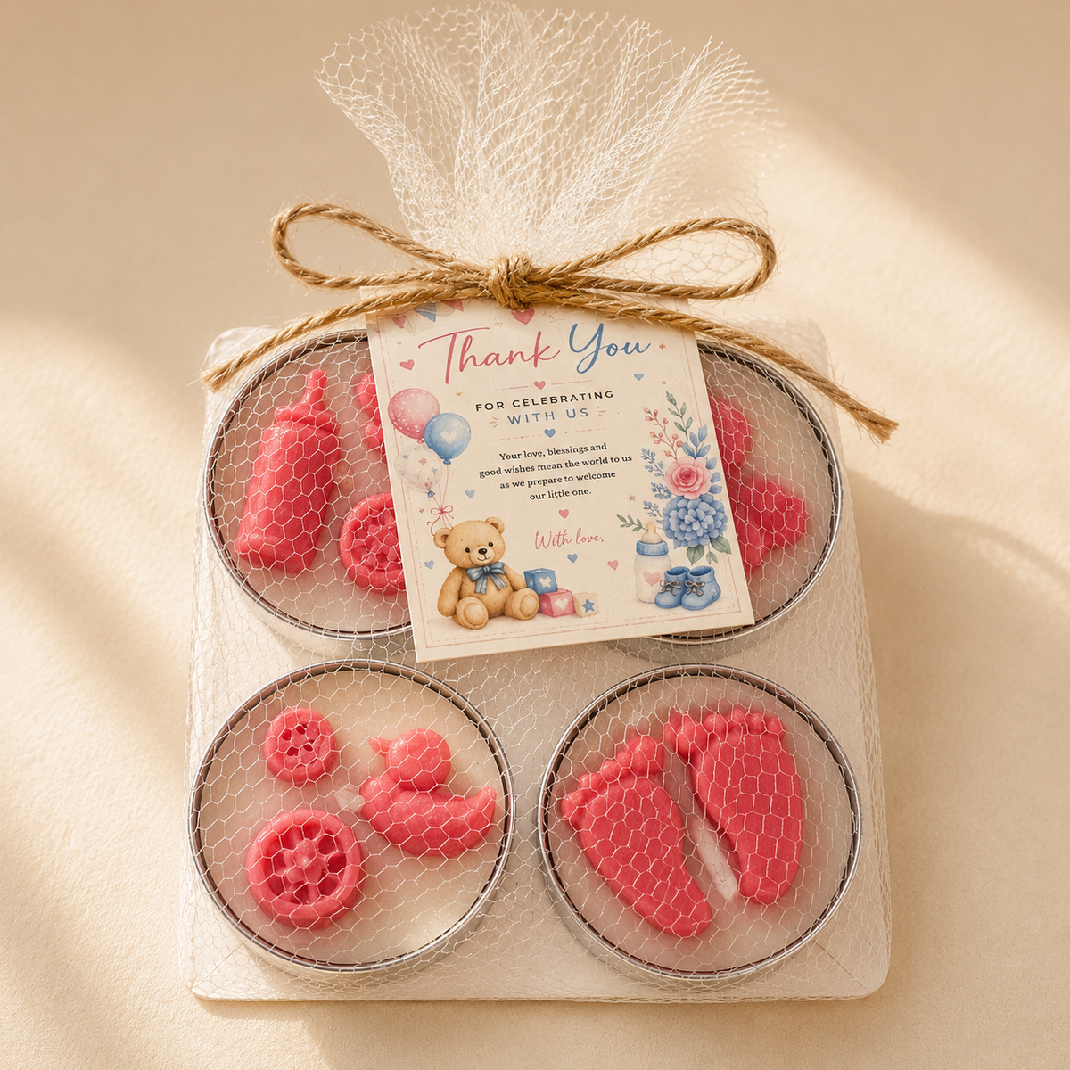 Welcome Baby Girl - Pack of 4 Tealight Candles