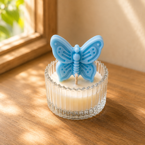 BUTTERFLY BLUSH CANDLE - BLUE