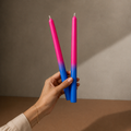 CLASSIC TAPER SOY WAX CANDLE - PINK/BLUE - SET OF 2