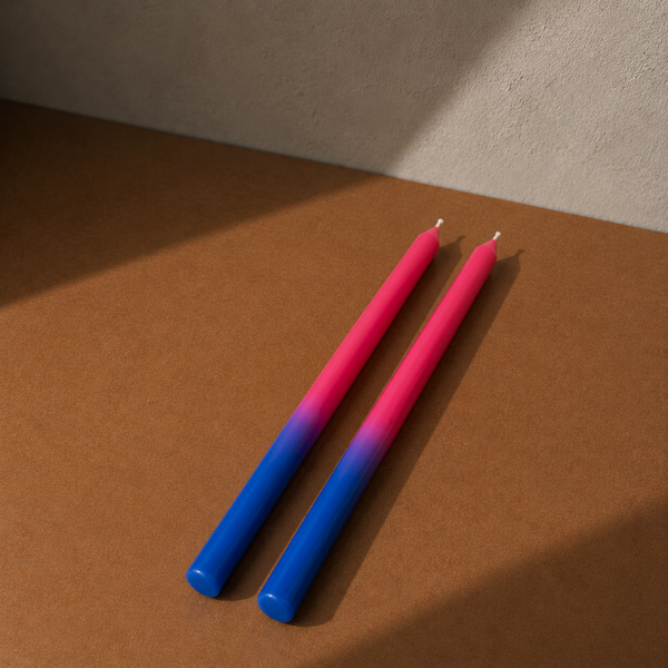 CLASSIC TAPER SOY WAX CANDLE - PINK/BLUE - SET OF 2