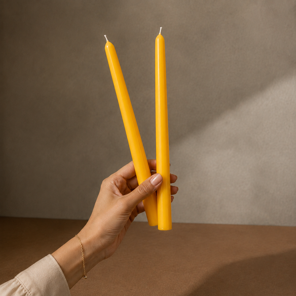 CLASSIC TAPER SOY WAX CANDLE - YELLOW - SET OF 2