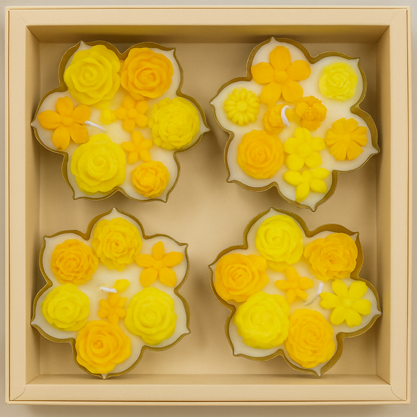 ROYAL URLI GIFT BOX - SET OF 4 YELLOW CANDLE