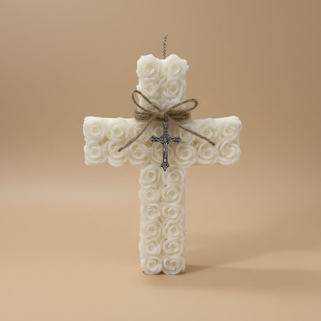 CROSS OF FAITH CANDLE - WHITE