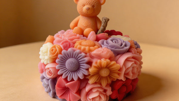 Floral Teddy Bear Candle