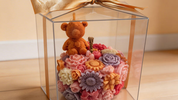 Floral Teddy Bear Candle