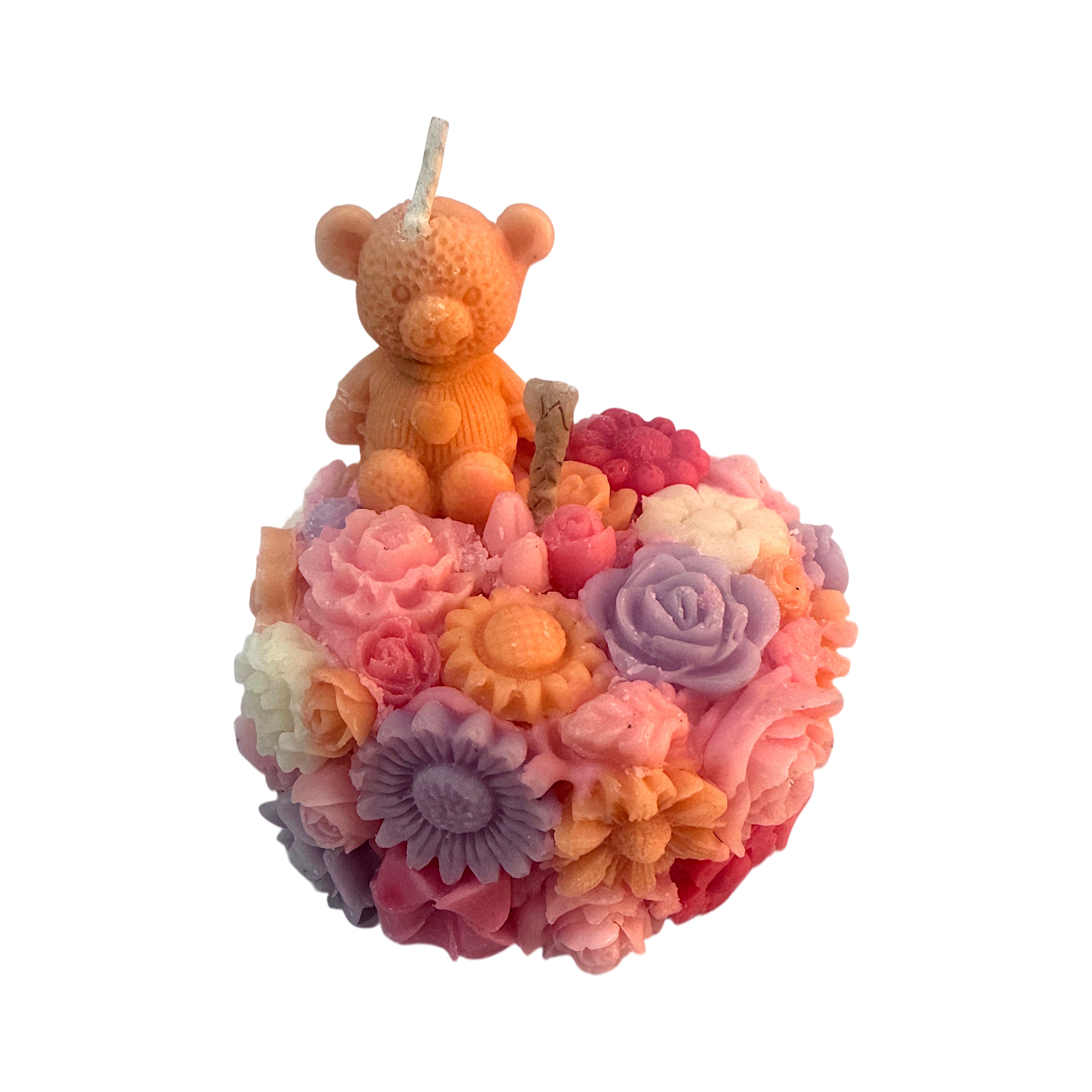 Floral Teddy Bear Candle