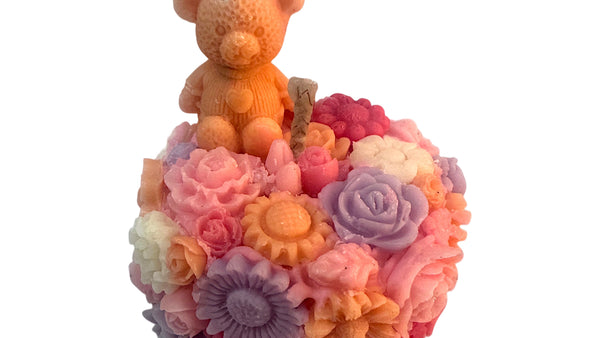 Floral Teddy Bear Candle