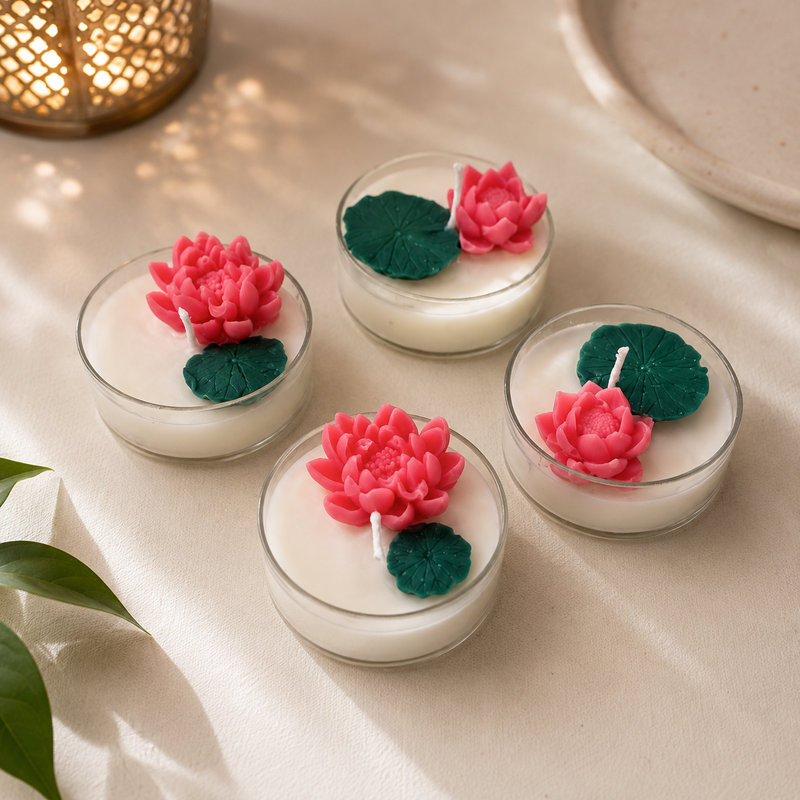 Lotus Jumbo Tealight Candle - Set of 4