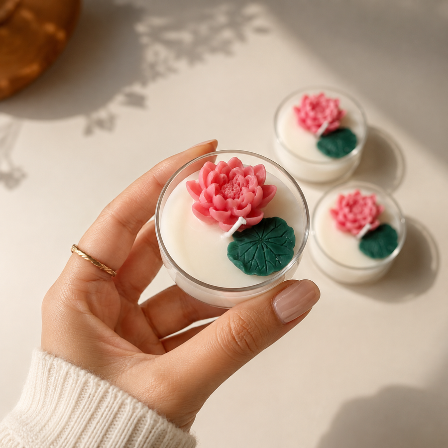 Lotus Jumbo Tealight Candle - Set of 4