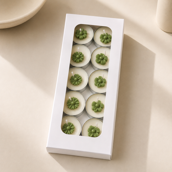 Green Flower Tealight Candle