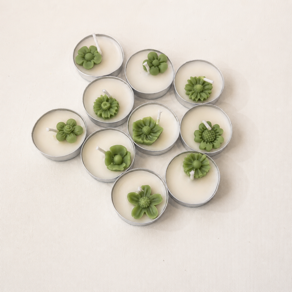 Green Flower Tealight Candle
