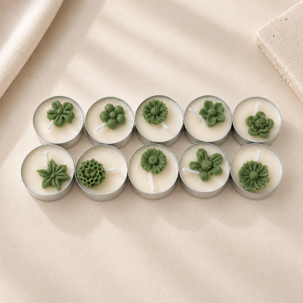 Green Flower Tealight Candle