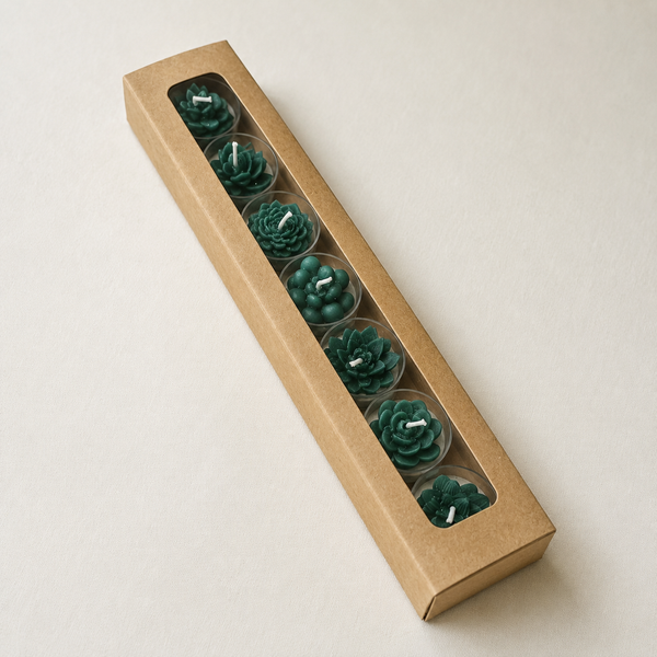 GREEN SUCCULENT TEALIGHT CANDLE