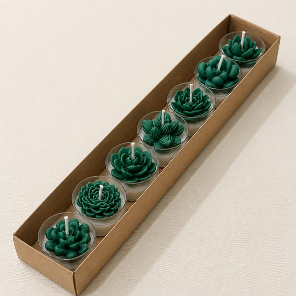 GREEN SUCCULENT TEALIGHT CANDLE