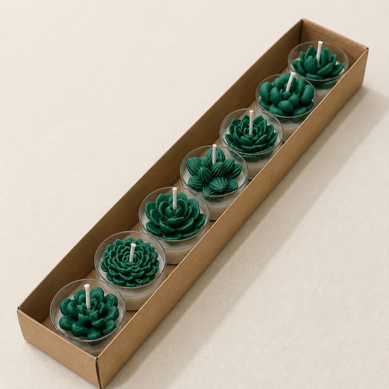 GREEN SUCCULENT TEALIGHT CANDLE